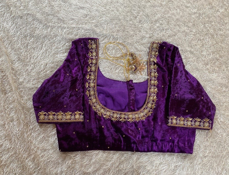 pure velvet hand embroidery blouse