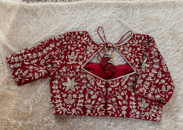 pure silk hand embroidery bridal blouse