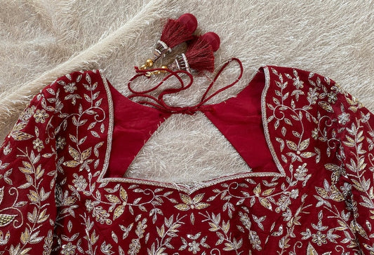 pure silk hand embroidery bridal blouse