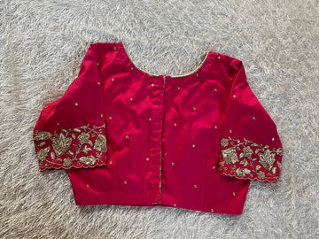 pure red silk hand embroidery blouse