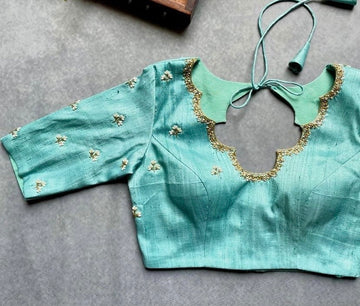 sea green ready made blouse