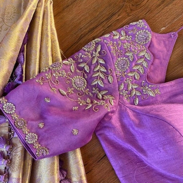 Lavender hand embroidery blouse