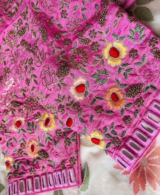 pure silk hand embroidery bridal blouse