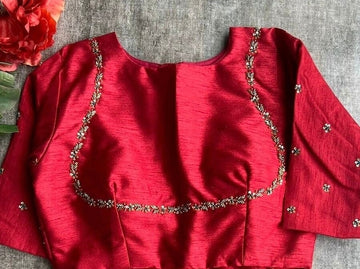 red hand embroidered moderblouse