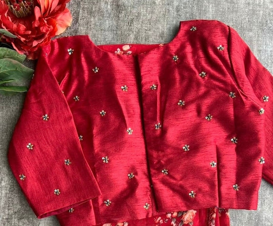 red hand embroidered moderblouse