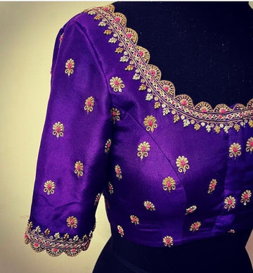 purple ready made blouse zardosi