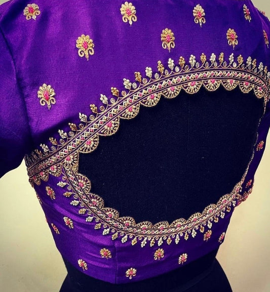 purple ready made blouse zardosi