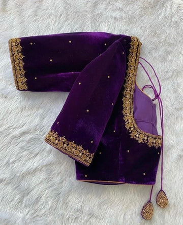 pure velvet hand embroidery blouse
