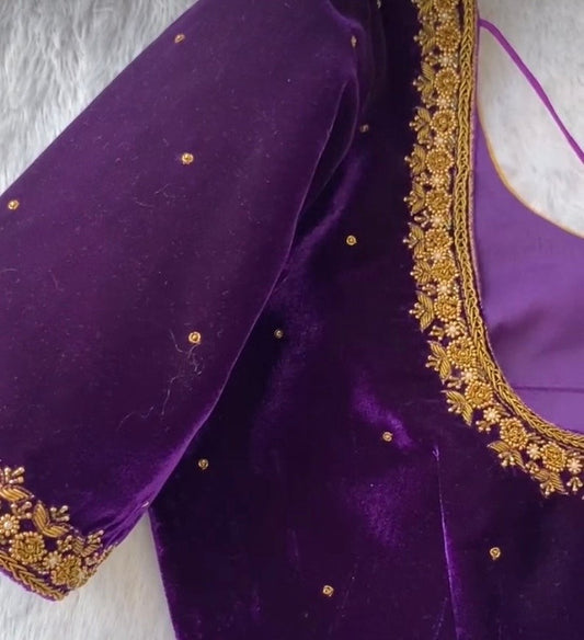 pure velvet hand embroidery blouse