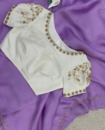 hand embroidered blouse organza saree