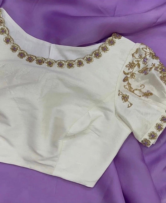 hand embroidered blouse organza saree