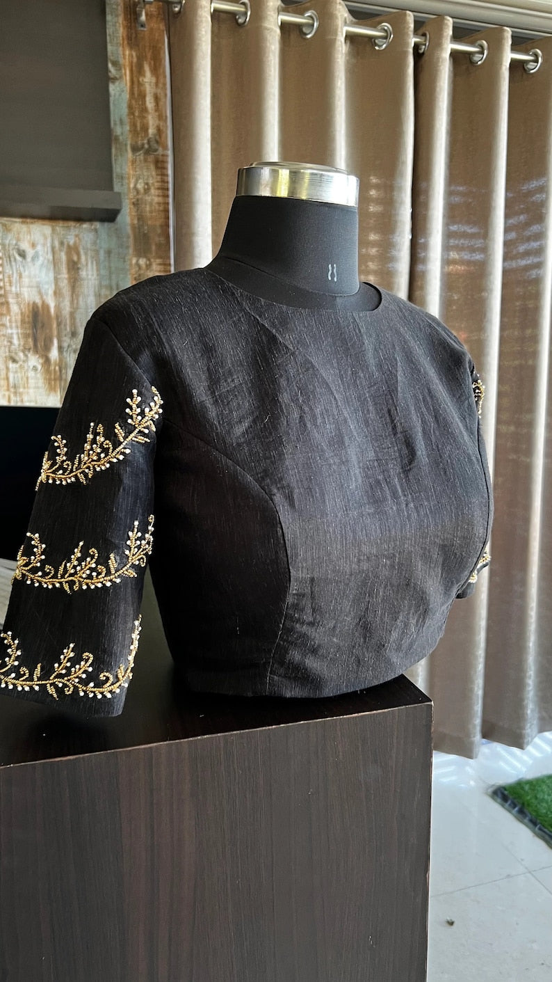 Indian Embroidered Black Georgette Blouse Lehenga Blouse