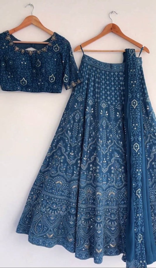 Embroidered Lehenga & Choli Set with Dupatta