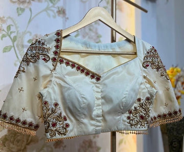 off white ready made embroidered blouse