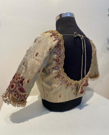 pure tissue silk hand embroidery blouse