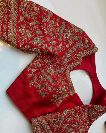 pure silk hand embroidery bridal blouse