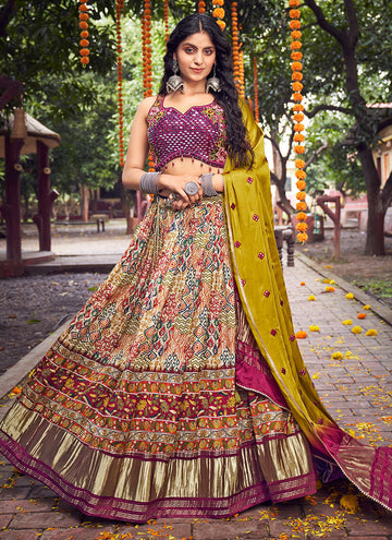 Silk readymade circular lehenga choli in Multicolor