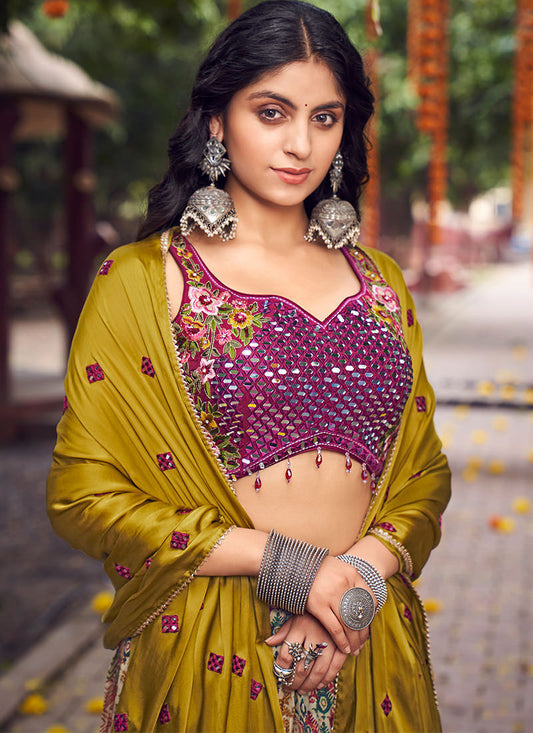 Silk readymade circular lehenga choli in Multicolor
