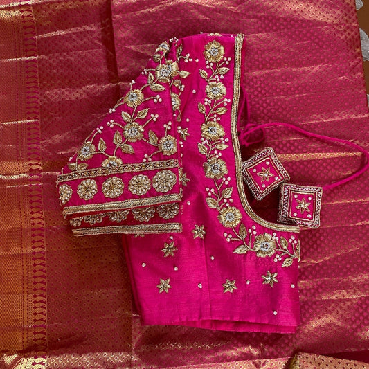 pure silk hand embroidery bridal blouse