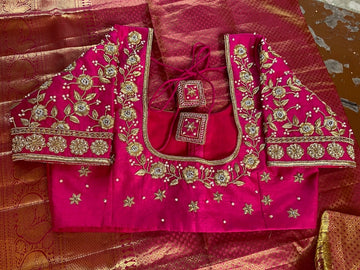 pure silk hand embroidery bridal blouse