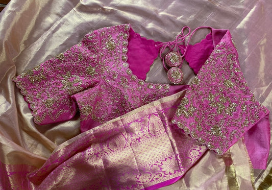 pure silk hand embroidery bridal blouse