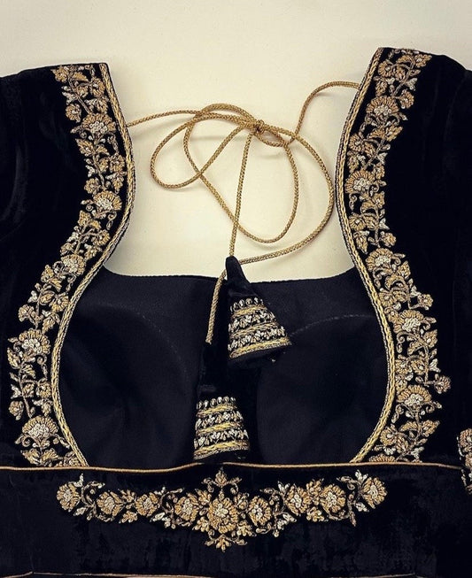 pure velvet hand embroidery blouse