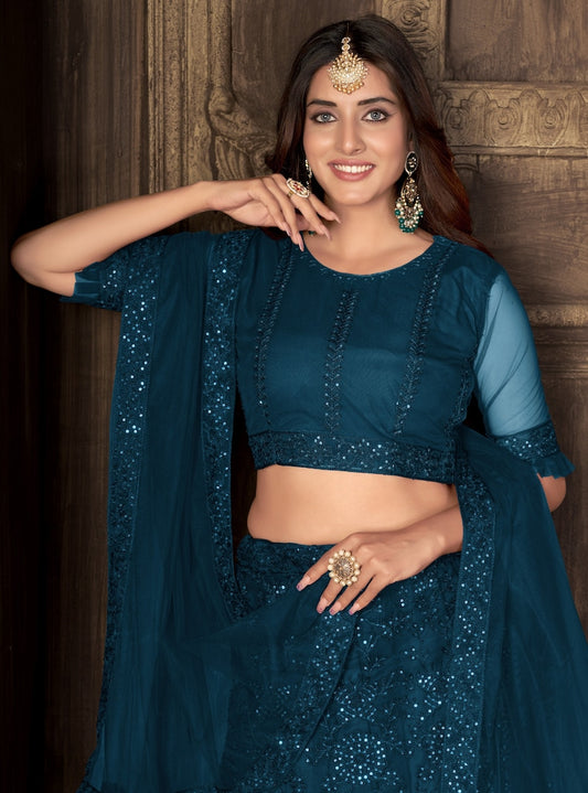 Bridesmaids Wear Heavy Net Lehenga Choli With Dupatta Indian Wedding And Reception Party Wear Beautiful Festival Wear Lehenga Choli