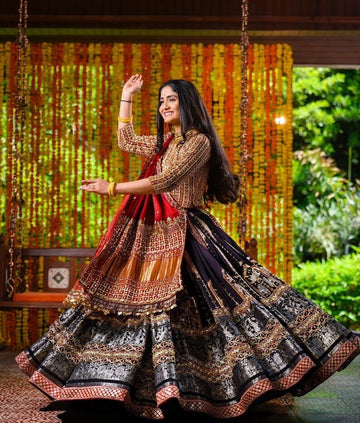 Black Color Navratri Designer Traditional Wear Digital Lehenga Choli