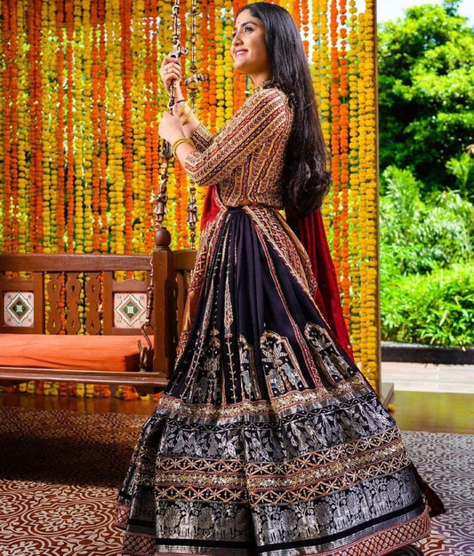 Black Color Navratri Designer Traditional Wear Digital Lehenga Choli
