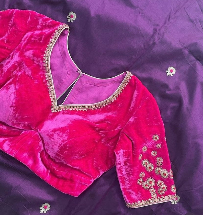 pure velvet hand embroidery blouse