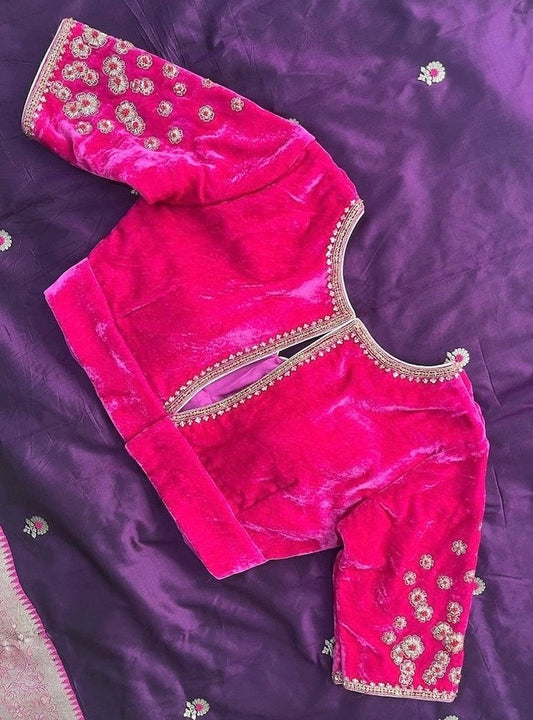 pure velvet hand embroidery blouse