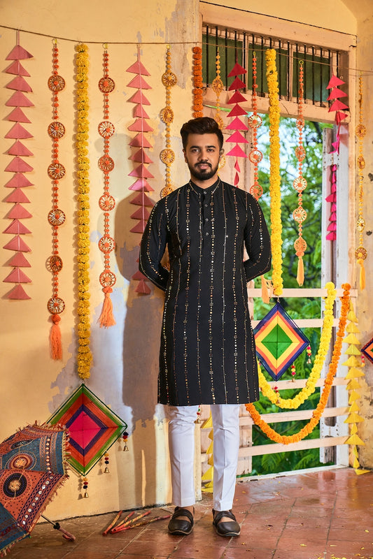 Beautiful new design black kurta,Indian Stylish kurta handmade casual silk kurta party wear man's Clothing kurta,Ethnic Traditional kurta