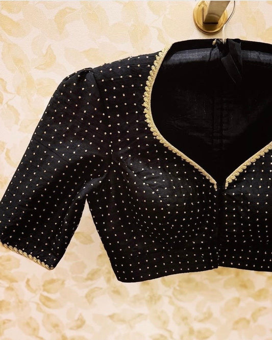 black ready made blouse embroidery