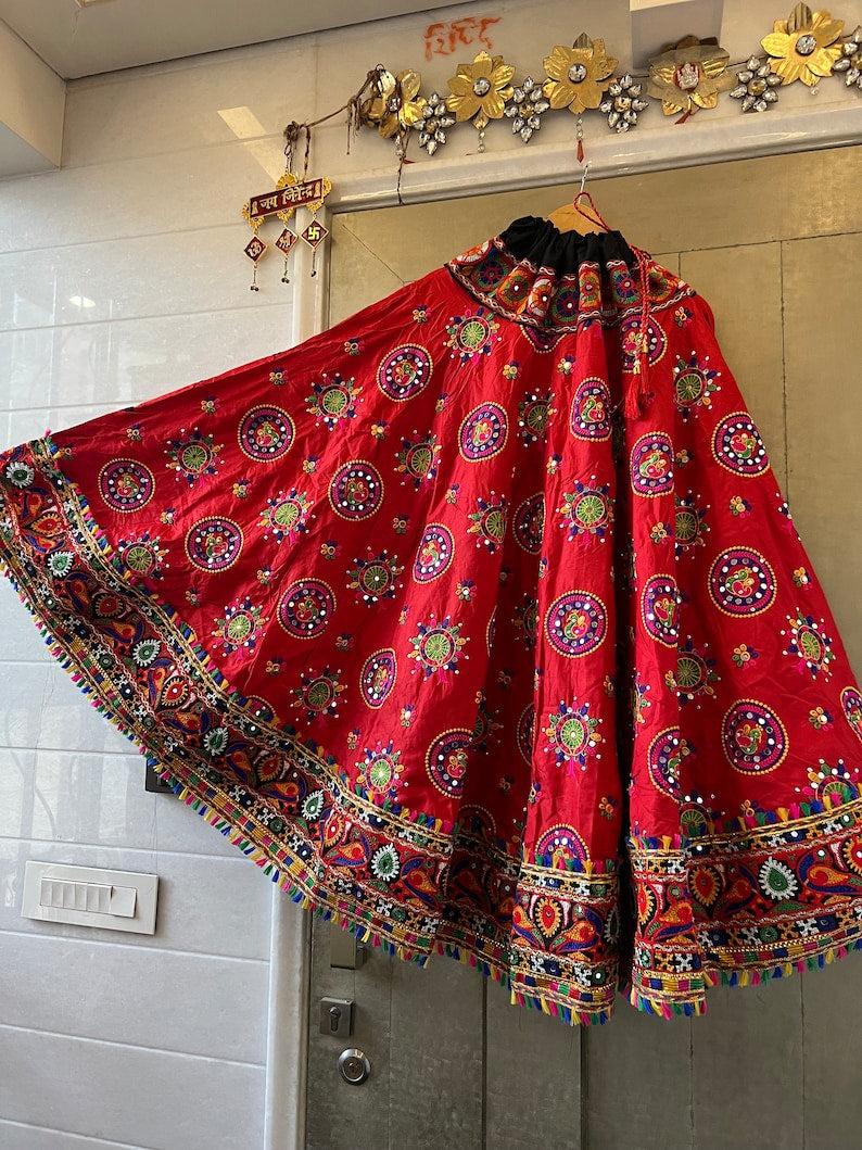Red kutch work ghaghra choli