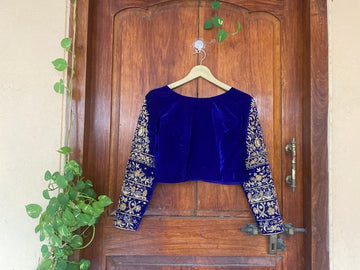 Royal blue hand embroidery blouse