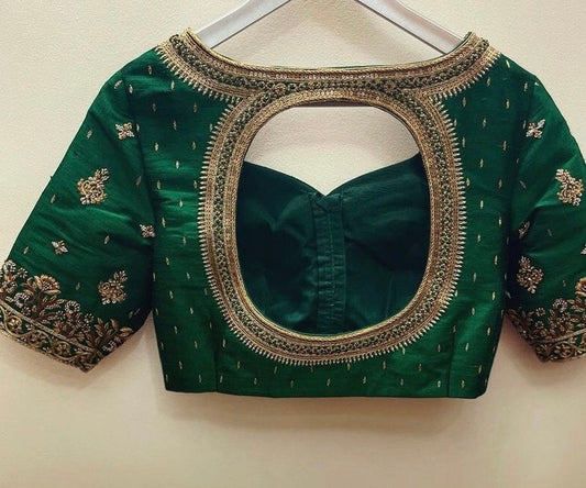 green zardosi and embroidered blouse