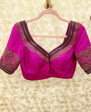 pink ready made blouse zardosi