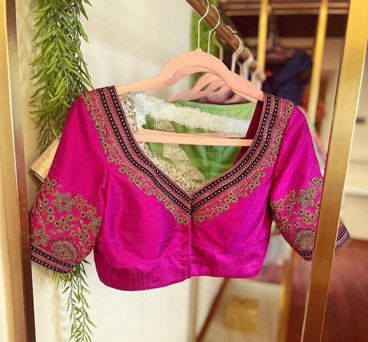 pink ready made blouse zardosi