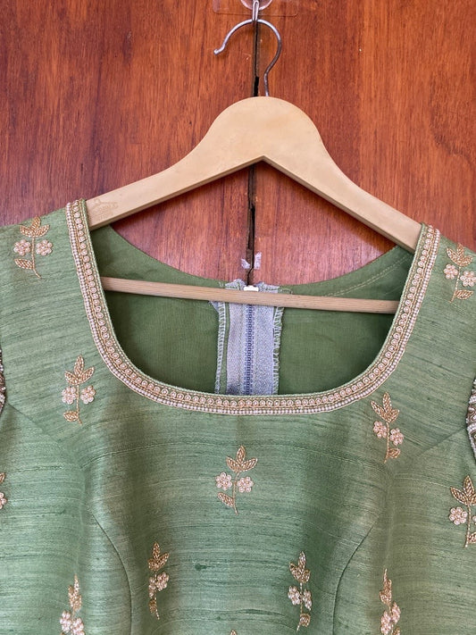 pista green ready made blouse zardosi