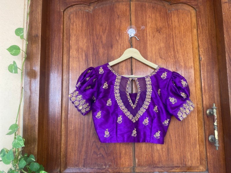 Purple hand embroidery blouse