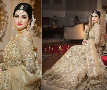 Golden Bridal lehnga, Anarkali