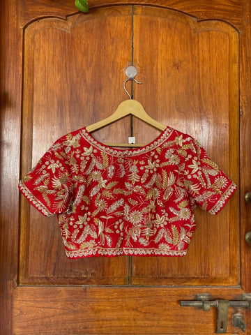 pure silk hand embroidery bridal blouse