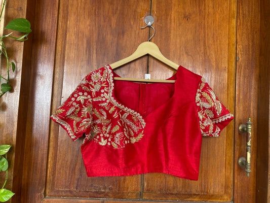 pure silk hand embroidery bridal blouse