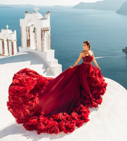 Red Cloud Dress Prewedding or proposal photoshoot Designarche Dress