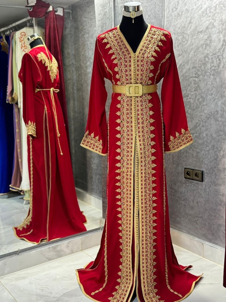 Red Authentic Moroccan Caftan Dress