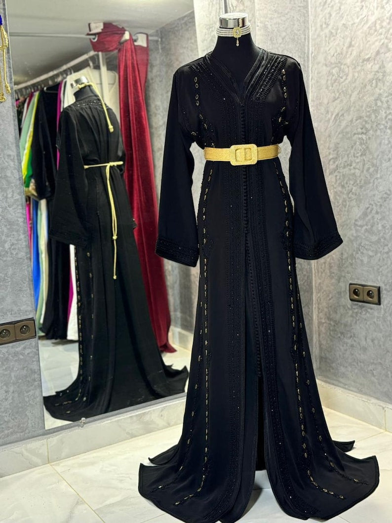Black Authentic Moroccan Caftan Dress,
