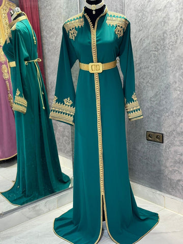 Moroccan silk crepe Handmade Embroidered