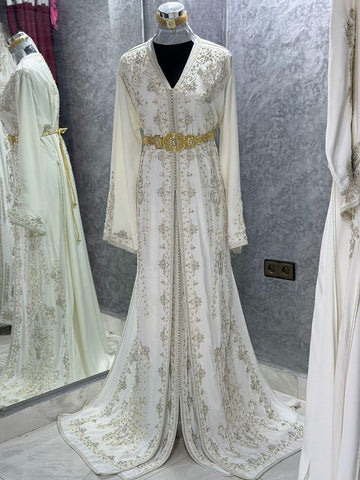 Moroccan silk crepe Handmade Embroidered