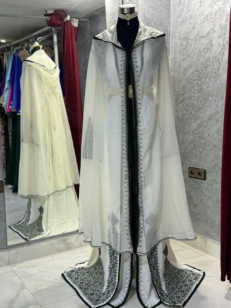 Authentic Black And White Moroccan Caftan Dress