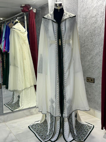 Authentic Black And White Moroccan Caftan Dress